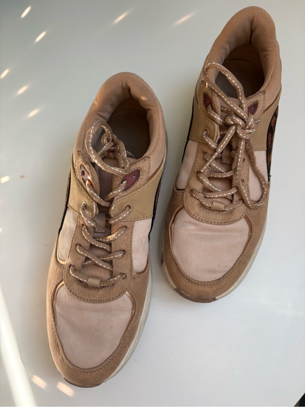 Zara Beige and Tan Women's Sneakers